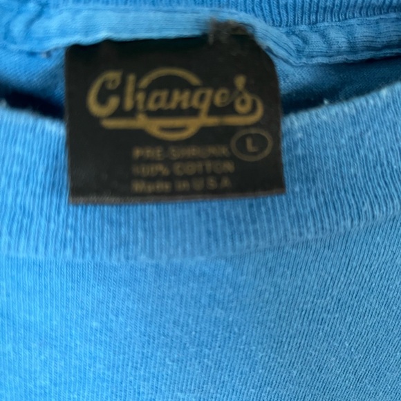 Satirical short sleeve t-shirt, adult size large, blue. Great used condition! - Picture 3 of 5